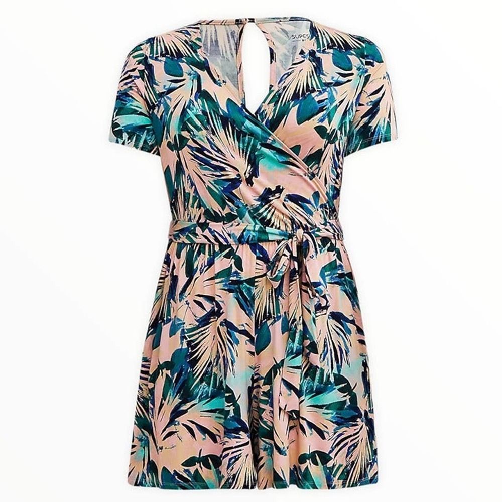 Torrid SUPER SOFT SURPLICE ROMPER Palm Wrap Size 3
